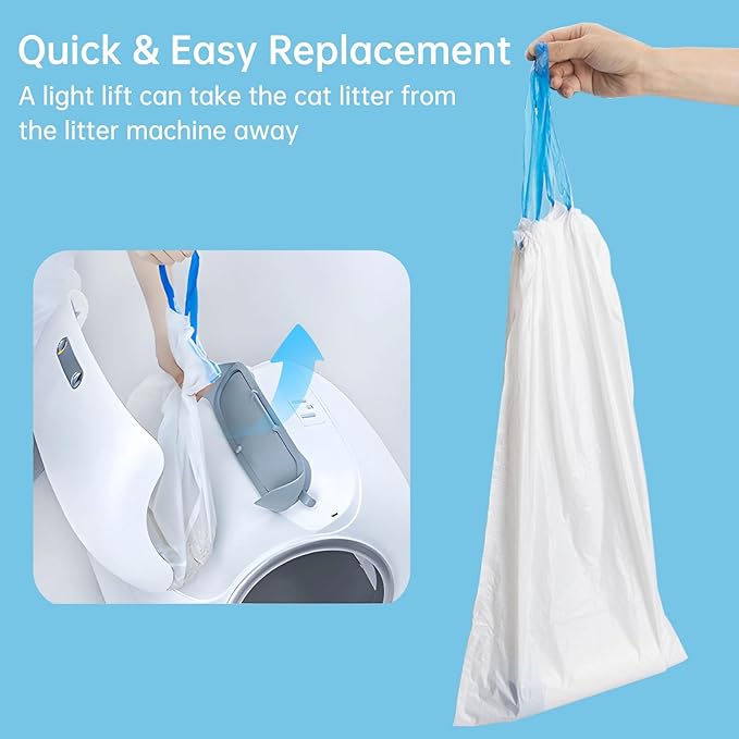 60 Count Self Cleaning Cat Litter Box Bags Compatible with PetCove, Kitty Liners Poop Bags & Waste Bags for Automatic Cat Litter Box, Ultimate Odor Control, Leak Proof