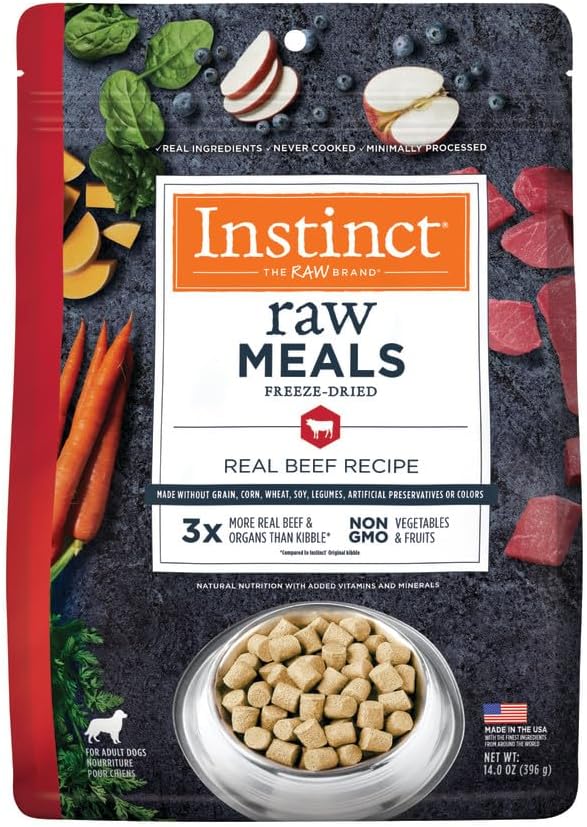 Instinct Freeze Dried Raw Meals, Natural Dry Dog Food, Grain Free - Real Beef, 14 oz. Bag