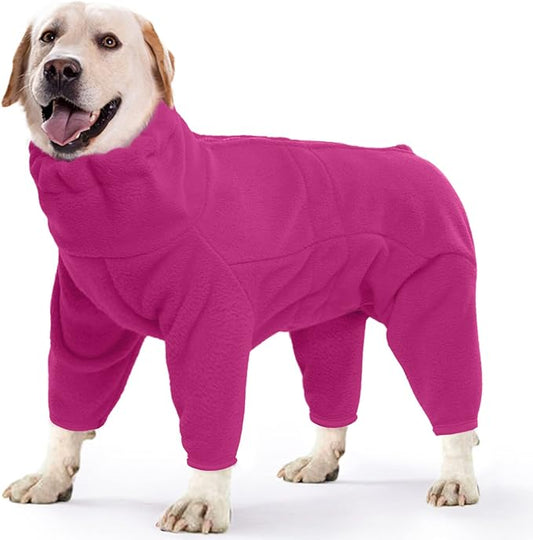 ROZKITCH Dog Thermal Bodysuit, Pet Windproof Warm Cold Weather Jacket Vest Cozy Jumpsuit Apparel Outfit Clothes for Large Giant Dog Walking Hiking Sleep Pink 3XL