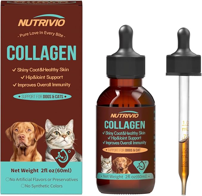 Liquid Collagen for Dogs and Cats-Hip and Joint Support, Itch Relief, Skin and Coat Supplement- Liquid Collagen with Multi-Vitamin for Dog, Immunity Boost- Bacon Flavor,60ml