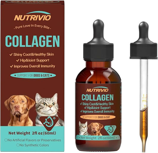 Liquid Collagen for Dogs and Cats-Hip and Joint Support, Itch Relief, Skin and Coat Supplement- Liquid Collagen with Multi-Vitamin for Dog, Immunity Boost- Bacon Flavor,60ml