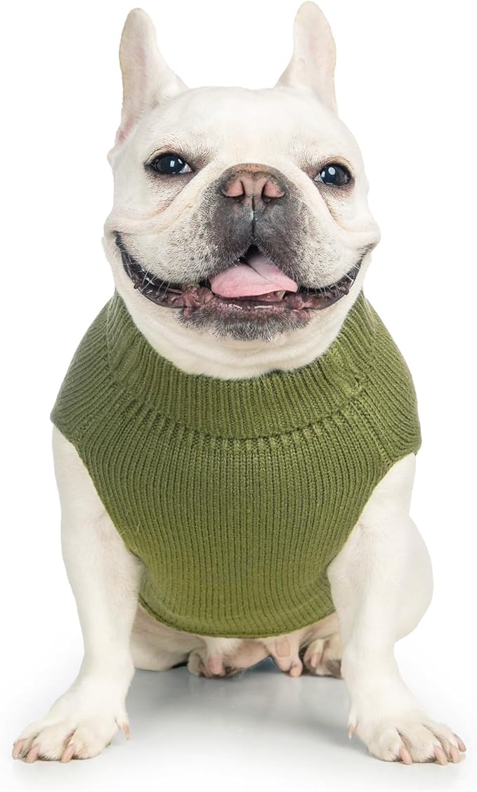 Stretchy Cat Sweater - 17 Colors & 6 Sizes | Snug Winter-Ready Knit for Boy/Girl Cats & Kittens(Olive Green, X-Large)