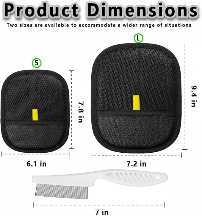 Pet Hair Removal Glove for Dogs & Cats, Reusable Electrostatic Glove for Clothes, Couch,Carpets, Car Seat, Individually Wrapped 1 Pack Black, S