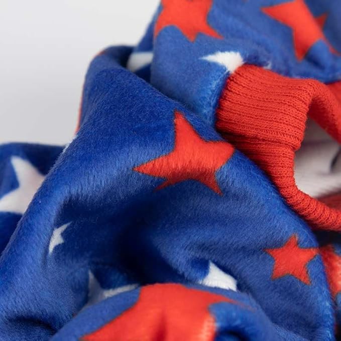 Fitwarm 4th of July Dog Pajamas, Patriotic Stars Dog Clothes for Small Dogs Boy Girl, Dog Onesie with Feet, Pet Outfit, Red, Blue, White, XL