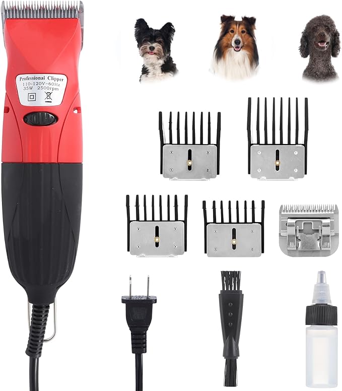 DUCKBOY 35W Pet Hair Clipper & Grooming Kit for Dogs and Cats – Includes 4 Interchangeable Blades & 3m Power Cable – Professional Trimmer for Small to Large Pets