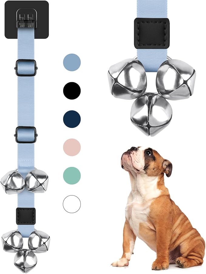 Dog Bells to Go Outside Dog Door Bell Premium Quality Buckle Adjustable Dog Bell Dog Attached to doorknob or Anywhere Near The Door, Length and Height Adjustable