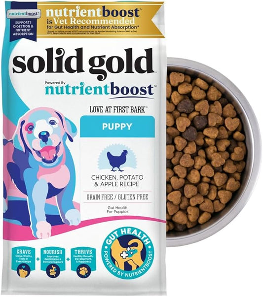 Solid Gold Chicken Dry Puppy Food - W/Real Chicken & Potato - Grain Free & Gluten Free Puppy Dog Food w/Probiotics for Gut Health & Digestion - Healthy Kibble for Puppies - Nutrientboost™ - 3.75 LB