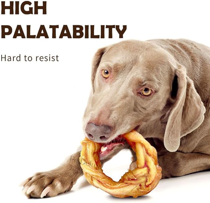 iPaw Turkey Tendons for Dogs, 100% Turkey and US Sourced Raw Material, Hypoallergenic, All Natural Human Grade Puppy Chew, Rawhide Alternative Dog Treats, 4 Units/Pack Ring (Small)