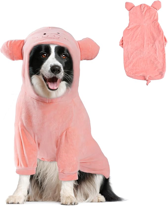 NACOCO Halloween Pig Dog Costume - Pet Christmas New Year Hoodie Warm Party Coat Outfit for Small and Medium Cat Dog Clothes(Pink Pig,L)