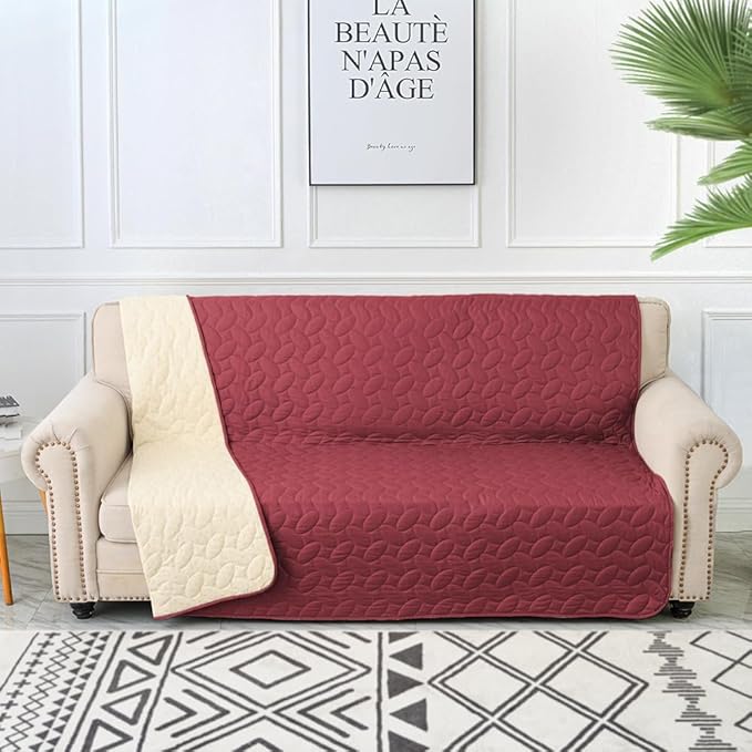 Ameritex Waterproof Pet Bed Cover Anti-Slip Dog Bed Blanket for Sofa and Furniture Waterproof New Pattern Design (Burgundy, 30x53 Inch (Pack of 1))