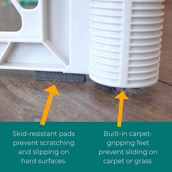 MyPet North States Petyard Passage: 6-Panel Dog Playpen or Dog Fence, Wall Mount Kit Included. Free Standing Play Pen 5.5 ft Corner to Corner, Lockable Pet Door. Made in USA. 26" Tall, Light Gray