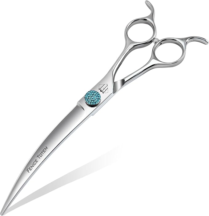 Fenice Professional Grooming Curved Shear: 30 Degree Super Curves Scissors for Dogs 7.5" Big Arc Curved Shears Made Of Japanese 440C Stainless Steel