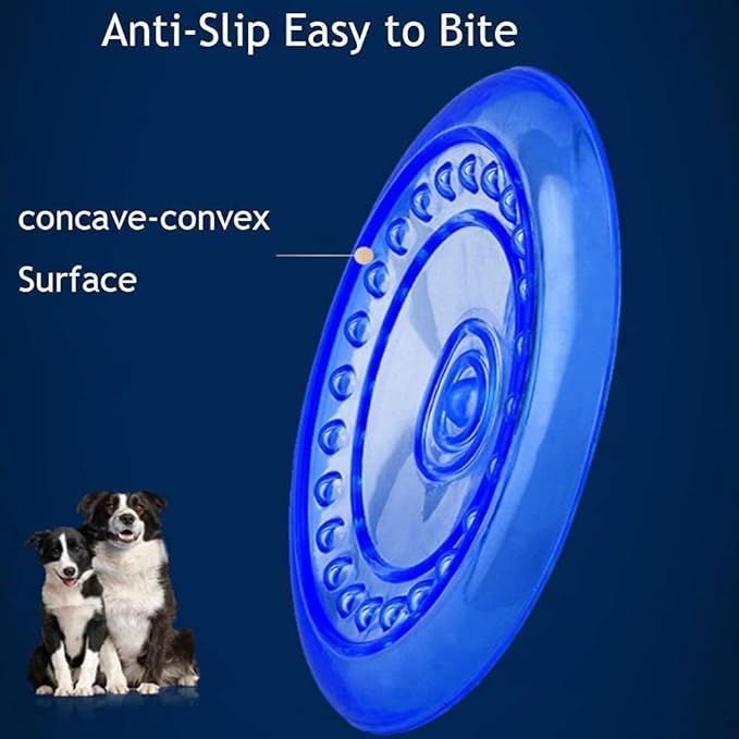 Dog Flying Discs Soft Teeth Cleanning Chew Toys,Rubber Material, Durable, Indestructible,2 Pack,18.5cm,90g,Blue and Purple Colors for Puppies Small Medium Dog Outdoor Training.