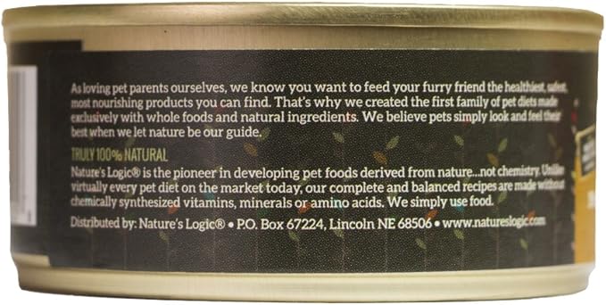Nature's Logic Wet Cat Food - Feline Chicken Feast 95% Animal Ingredients - No Synthetic Vitamins, Minerals or Artificial Additives, 100% Natural, Grain-Free, Made in USA - Chicken (5.5 oz, 24 pack)