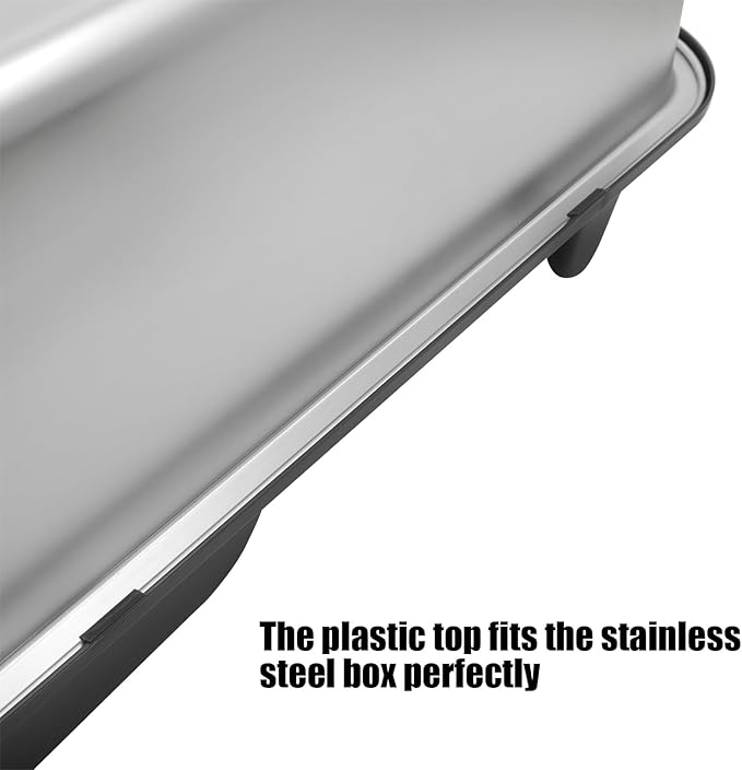 Kichwit Stainless Steel Cat Litter Box with High Sides Easy to Clean, Smooth Surface, Rust Resistant, 19.8" x 13.8" x 10" (with Lid)