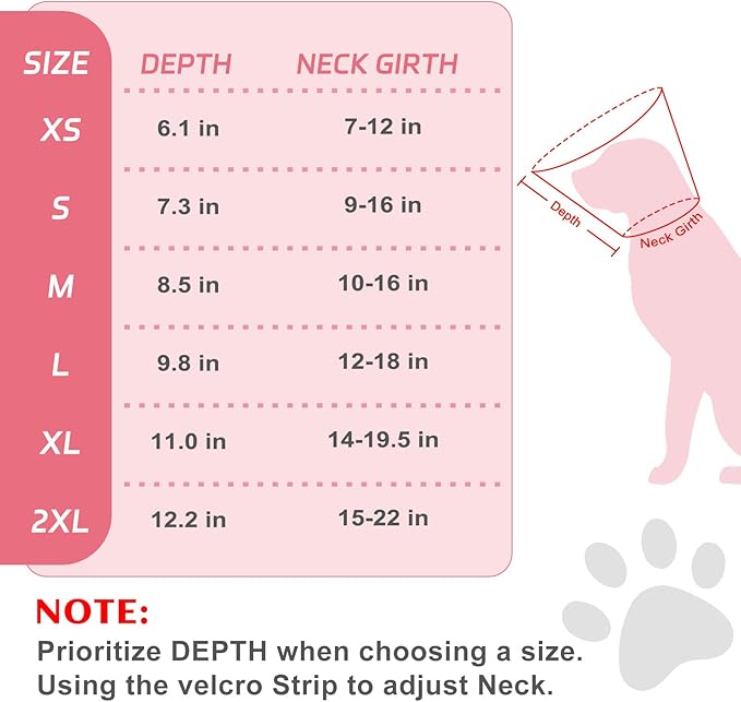 Dog Cone Collar to Stop Licking, Clear Elizabeth Recovery Collar with Soft Pad for Large, Medium, Small Dogs, Pet Head Cone Alternative After Surgery, Neutering, Injury (L)