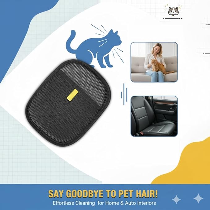 Pet Hair Removal Glove, Reusable Electrostatic Hair Remover for Cat & Dog, Grooming Pet Hair Remover Tool for Clothing, Furniture, Bed Sheet, Couch, Carpet, Car Seat