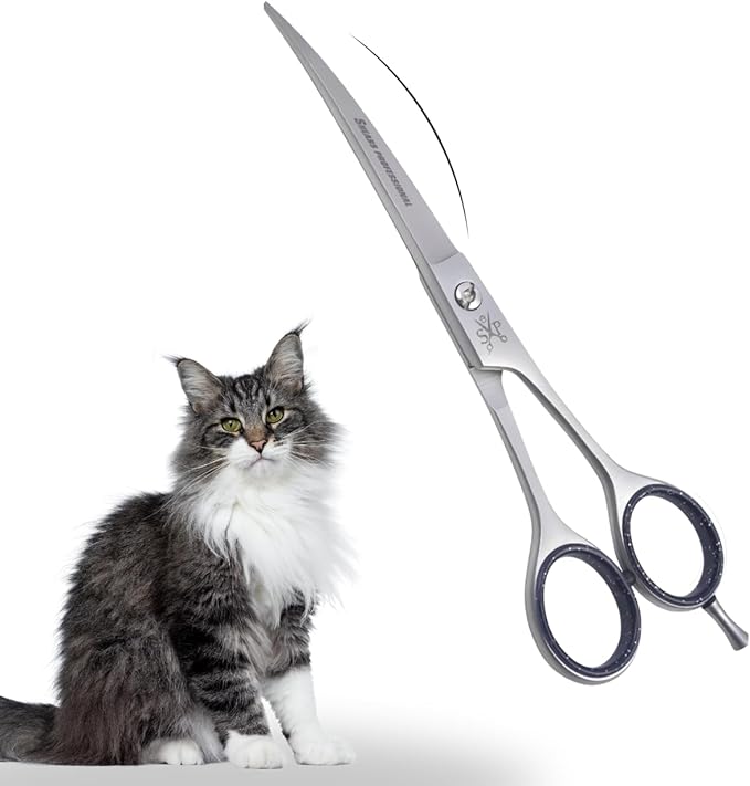 Grooming Curved Shear, Dog Scissors for Grooming, No Stabbing 6.5 Inch Curved Blade for Pets Paws & Face