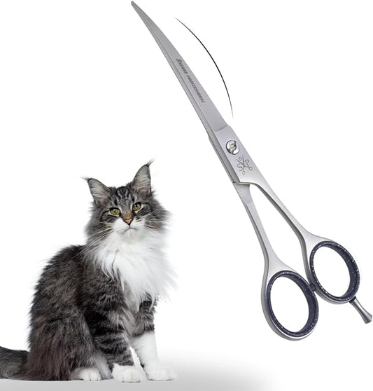 Grooming Curved Shear, Dog Scissors for Grooming, No Stabbing 6.5 Inch Curved Blade for Pets Paws & Face