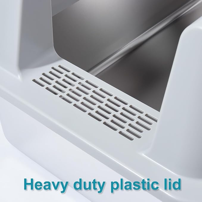 XL Stainless Steel Litter Box 2 Pack, 24x16x12 Inches Extra Large High Sided Metal Cat Litter Box with Lid, Easy Clean, Non Stick & No Smell