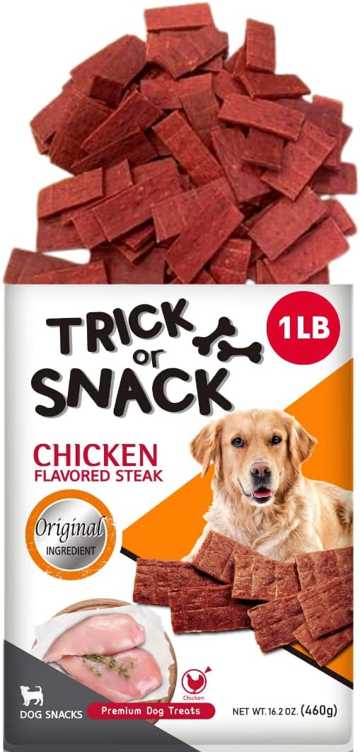 Premium 1lb Dog Jerky Treats | Dog Training | Dog Walking | Natural Grillers | Healthy Smoked Beef Chicken Salmon Chews Snacks Chicken Original Steak