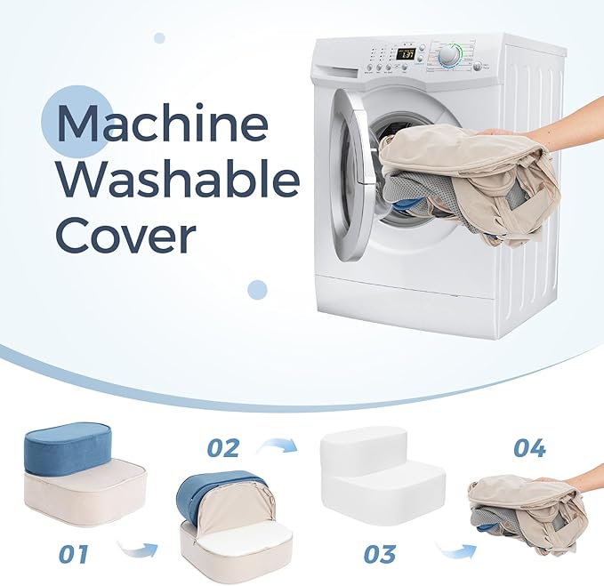 Dog Stairs for High Beds 16" H 3-Step Pet Steps Non-Slip Balanced with Washable Cover and Suitable Durable High Density Foam for Small Dogs Cats or Senior Dogs with Arthritis