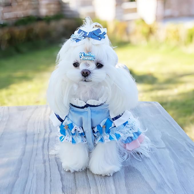 MengYu Puppy Dress Cat Lolita Dress (Sky Blue, M)