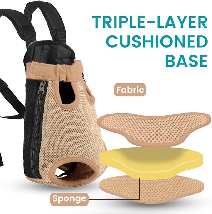 Dog Backpack Carrier, Adjustable Pet Front Carriers, Legs Out Carrying Sling Travel Bag for Small Medium Dogs 2.5-4 Lbs, Soft Wearable Puppy Chest Carry Backpacks for Walking/Hiking/Camping/Traveling