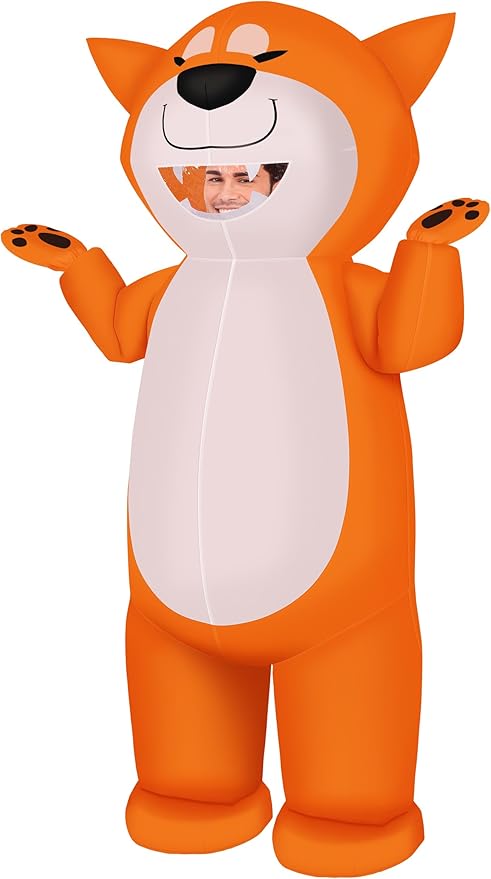 M MH ZONE Inflatable Dog Costume for Adults & KidsFunny Cosplay Blow Up Suit for Halloween Party