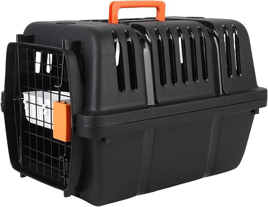 Plastic Dog Crate, Airline Approved Hard Shell Dog Kennel with Handle for Home and Travel, Large Space Portable Breathable Pet Travel Carrier for Outings and Activities (Black)
