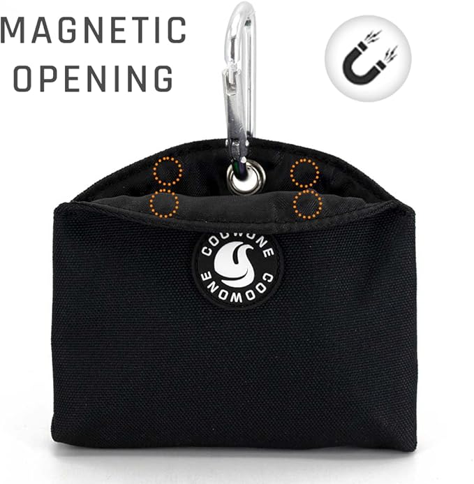 COOWONE Dog Treat Pouch Magnetic Closure Small Dog Training Treat Pouch Pocket Sized Small Dog Treat Pouch with Clip (Black)