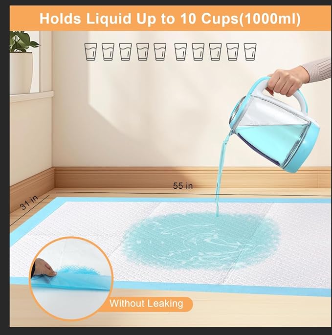 Pee Pads for Dogs & Cats 31"x55" , Puppy Pads Extra Large, Disposable Thicken Pet Training Pads for Doggie Rabbits, Incontinence Underpads Ultra Absorbent & Quick-Dry, Leakproof Potty Pad 40 Count