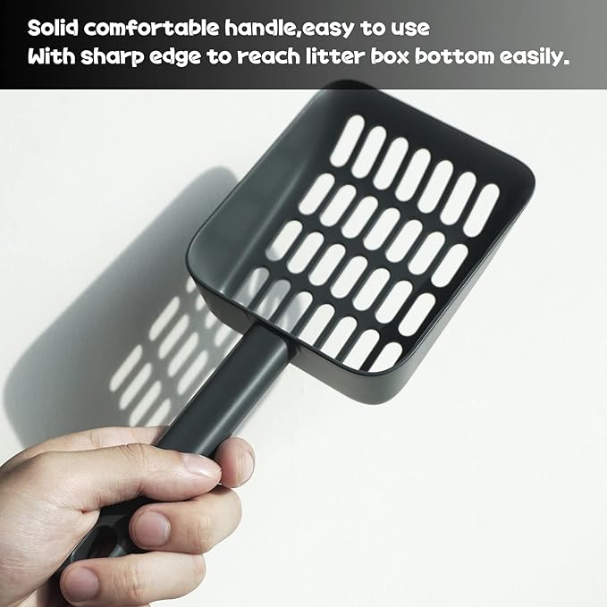Cat Litter Scooper with Caddy, cat Scooper with Holder, with Container to Store cat Scooper, Durable ABS Material and Cute Design - 85° Matte Dark Grey