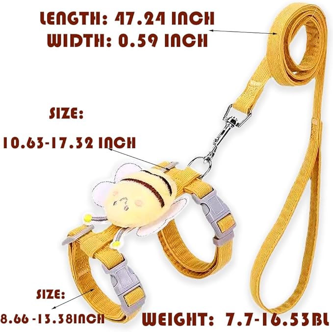 Cat Harness and Leash Set, Cat Harness Escape Proof, Rabbit Harness and Leash Set, Costumes for Cats and Bunny(A, Middle)