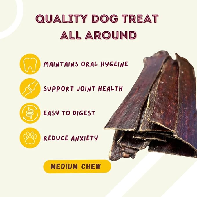 Woofley's - 10-12 Inch Esophagus Jerky (50 Count) - Gullet Sticks for Dogs - Safe Jerky Dog Chews -Easily Digestible Bully Sticks