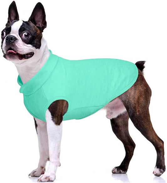 FUAMEY Dog Fleece Vest for Large Dogs,Warm Stretchy Dog Sweatshirts Pullover with Leash Hole Dogs Sweater Soft Pet Turtleneck Cozy Pet Vest Lightweight Sleeveless Cyan XXL