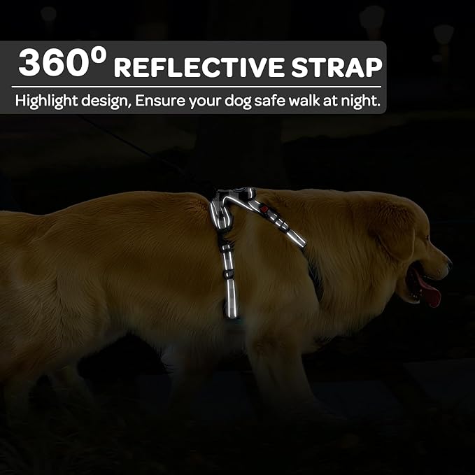 FURRYFECTION Plaid Dog Harness for Large Dogs | No Pull Reflective Pet Harness | No Choke Adjustable Dog Vest Harnesses | with Leash | Easy Control Handle | Front Lead | Seat Belt | Black&White | L