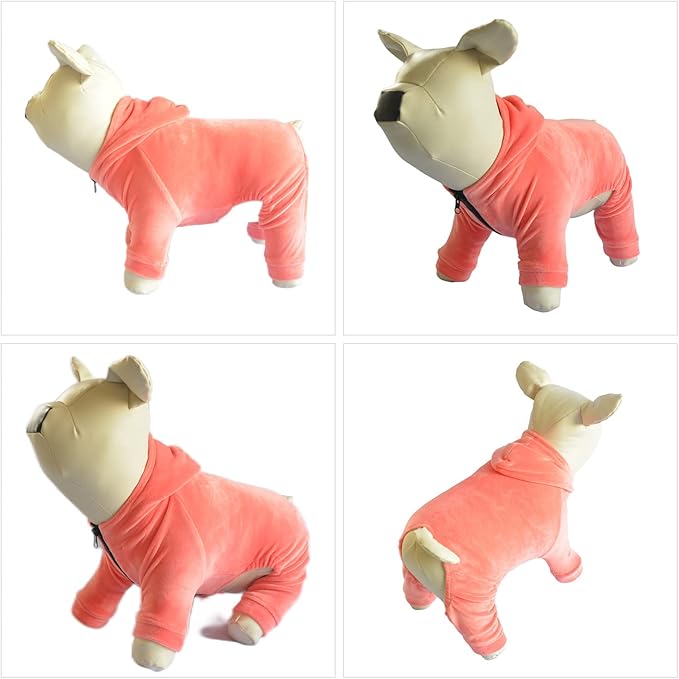 Dog Pajamas Pet Jumpsuits PJS for All Seasons, Velvet Dog Hoodies 4 Legs Four Feet Dog Onesies Stylish PJS Puppy Costume Cotton Liner Warm Pet Clothes for Small Medium Large Dogs Lobster Pink S
