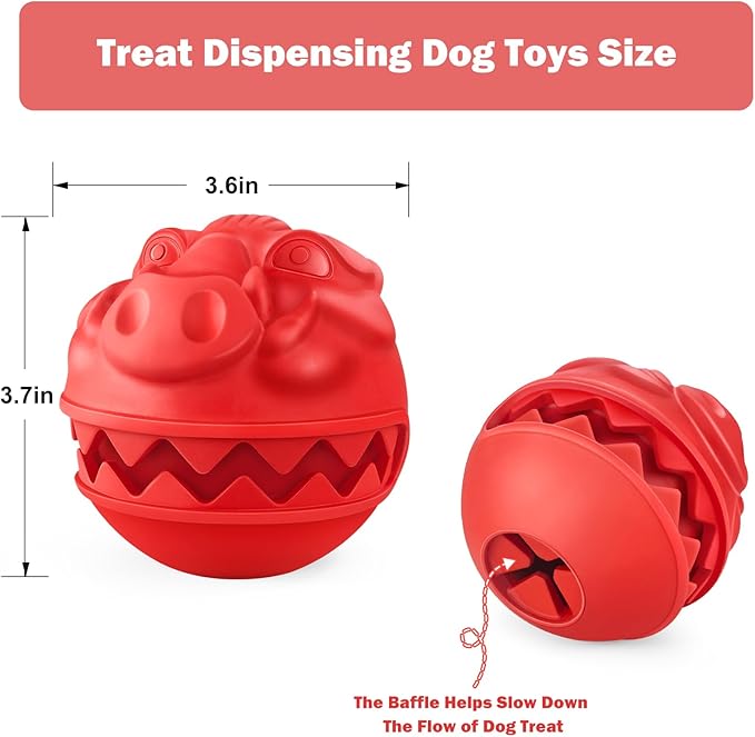 Rubber Treat Dispensing Dog Toys, Indestructible Dog Ball for Aggressive Chewers, Interactive Treat Toy for Boredom to Keep Them Busy, Large Aggressive Chew Dispensing Ball