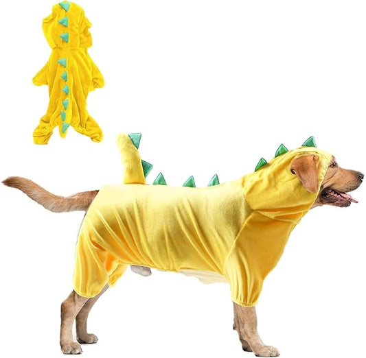 Hotumn Dinosaur Dog Halloween Costume Pet Dino Hoodie for Medium Dogs (XX-Large, Yellow)