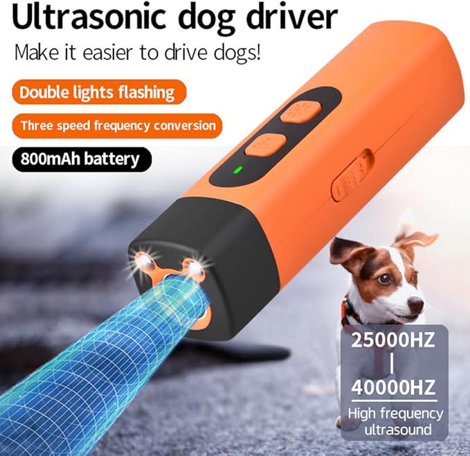 Dog Bark Deterrent Stop Barking Device Convertible Ultrasonic Bark Control Device with LED Flashlight - Ideal for Indoor & Outdoor