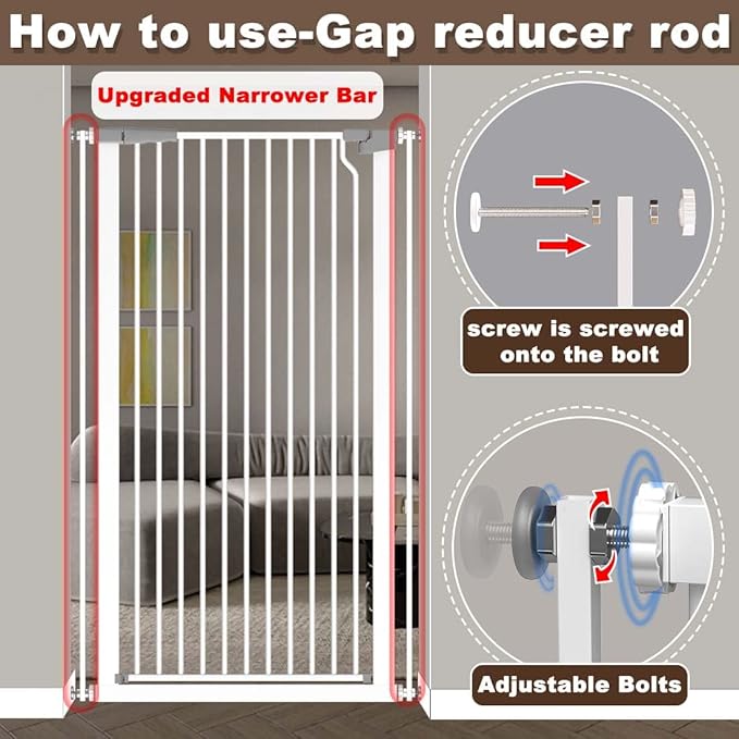 Fairy Baby 51.18" Extra Tall Cat Pet Gate, 48.5"-56.2" Extra Wide Long Dog Gate for The House, Doorways, Hallways, Metal Large Pet Barrier Fence Indoor Kids Toddlers Gate Auto Close No Climb, White
