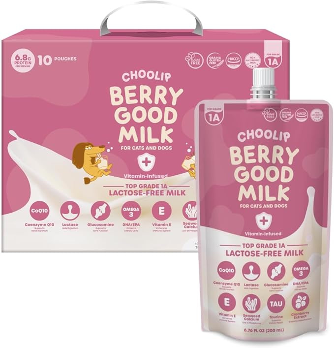 Choolip Berry Good Milk – Lactose-Free, Vitamin-Enriched Drink for Cats & Dogs | Supports Urinary Health, Digestion & Joints | Free from Grains, Gluten and Antibiotics