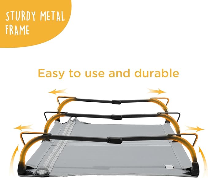 Daisy Cot, Medium Foldable Elevated Dog Bed, Portable Raised Outdoor Folding Dog Cot, Cooling, Chew Proof, Waterproof, Heavy Duty Up to 160 lbs for Camping/Home, Grey, 32"x 19"x6"