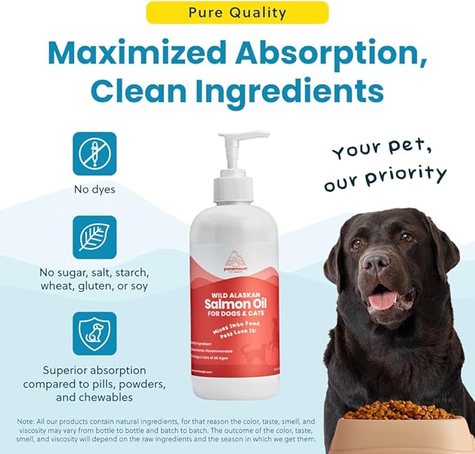 Wild Alaskan Salmon Oil for Cats & Small Dogs, Supports Skin, Coat, Joint & Overall Well-Being, Pure & Premium Alaskan Salmon Oil for Dogs & Cats with No Fillers, 16 oz