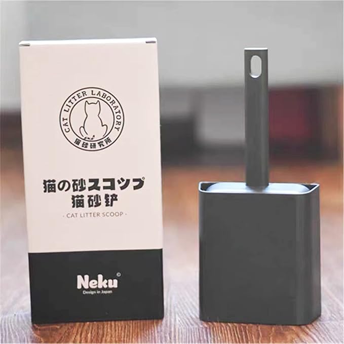 Cat Litter Scooper with Caddy, cat Scooper with Holder, with Container to Store cat Scooper, Durable ABS Material and Cute Design - 85° Matte Dark Grey