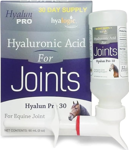 Hyalogic Hyalun Pro 30 - Hyaluronic Acid Joint Support Supplement for Horses – Horse Care Solution with Easy-to-Use Oral Dispenser – Supports Healthy Joints & Cartilage - 30-Day Supply (3oz / 90ml)