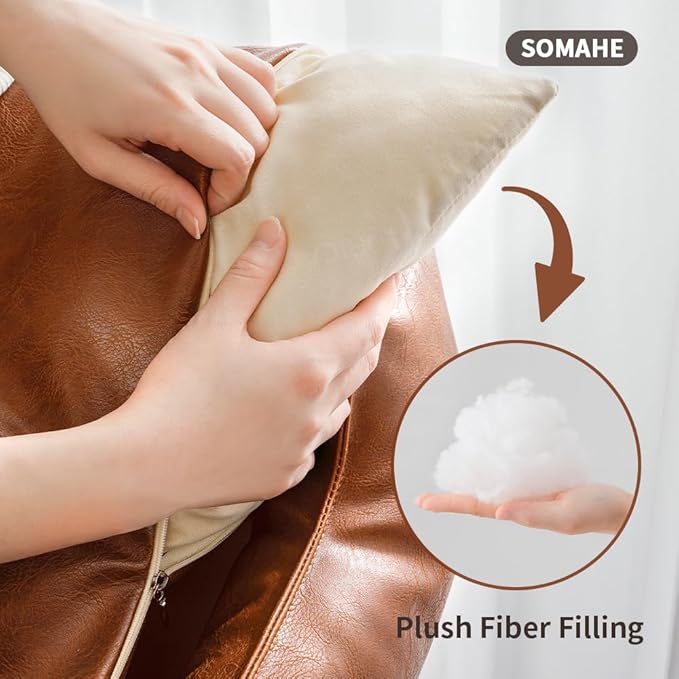 Premium Leather Cat Bed for Indoor Cats Premium Small Dog Bed Pet Nest with Anti-Slip Base Ultra Soft Texture for Comfortable Rest 24 × 18 × 9 inch Brown