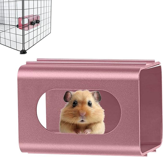 Hamsters Cooling Tunnel, Hamsters Instant Cooling Metal House, Aluminum Hanging Hideout Toys for Small Animals Dwarf Hamster Syrian Hamster Leopard Gecko (Pink, 4.7x2.7x2.7 in)