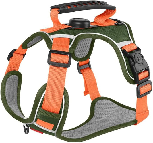AirTag Dog Harness,Cat Harness All-in-One Dog Vest, Anti-Pull, Anti-Suffocation Reflective Dog Vest for Small, Medium, and Large Dogs and cat (Green, S(Chest:14-19.6",Neck:(14-18"))